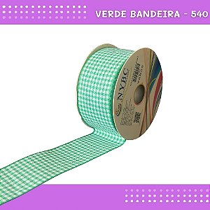 Fita Xadrez N°9 - 38mm - Rolo c/10 Mts Laços Junina Natalina COR:VERDE-BANDEIRA-540