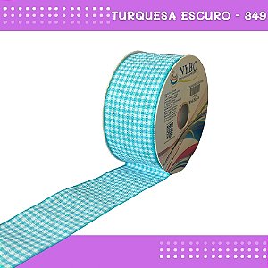 Fita Xadrez N°9 - 38mm - Rolo c/10 Mts Laços Junina Natalina COR:TURQUESA-ESCURO-349