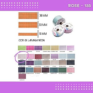 Fita Xadrez N°9 - 38mm - Rolo c/10 Mts Laços Junina Natalina COR:ROSE-135