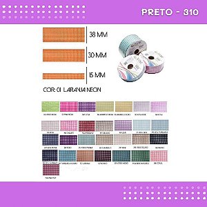 Fita Xadrez N°9 - 38mm - Rolo c/10 Mts Laços Junina Natalina COR:PRETO-310