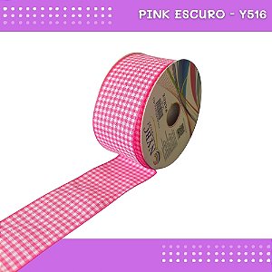 Fita Xadrez N°9 - 38mm - Rolo c/10 Mts Laços Junina Natalina COR:PINK-ESCURO-Y516