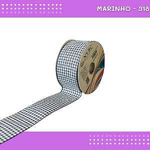 Fita Xadrez N°9 - 38mm - Rolo c/10 Mts Laços Junina Natalina COR:MARINHO-318