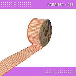 Fita Xadrez N°9 - 38mm - Rolo c/10 Mts Laços Junina Natalina COR:LARANJA-523