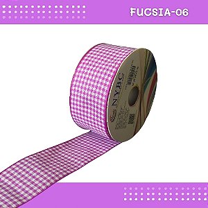 Fita Xadrez N°9 - 38mm - Rolo c/10 Mts Laços Junina Natalina COR:FUCSIA-06