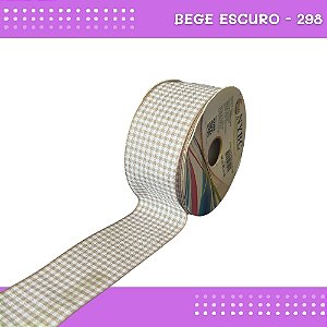 Fita Xadrez N°9 - 38mm - Rolo c/10 Mts Laços Junina Natalina COR:BEGE-ESCURO-298