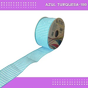 Fita Xadrez N°9 - 38mm - Rolo c/10 Mts Laços Junina Natalina COR:AZUL-TURQUESA-199