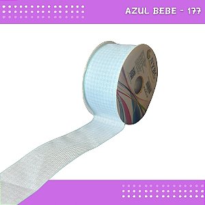 Fita Xadrez N°9 - 38mm - Rolo c/10 Mts Laços Junina Natalina COR:AZUL-BEBE-177