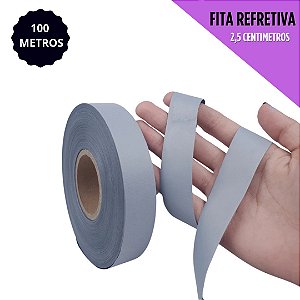 Fita Refletiva Prata P/ Uniformes Epi's - Rolo C/ 100 Mts Tam: 2.5cm