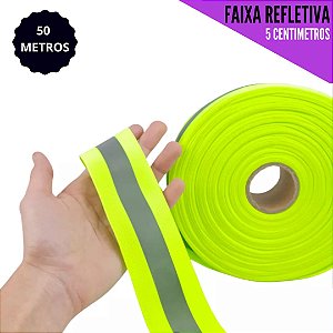 Fita Refletiva Gorgurão - 5CM - Rolo C/50Mts Cor: Verde-Neon-02
