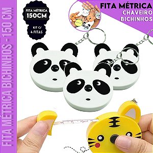 Kit 4 Fitas Métrica Panda Trena - 150cm - Retrátil Costura Patchwork