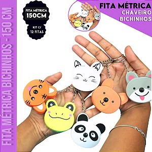 Kit C/12 Fitas Métrica Bichinhos Trena Variadas - 150cm - Retrátil Costura Patchwork