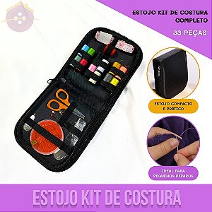 Estojo De Kit De Costura - Completo C/ 33 Pçs + Estojo-F C/ Zíper