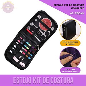 Estojo De Kit De Costura - Completo C/ 42 Pçs + Estojo Com Zíper