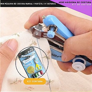 Kit Mini Maquina de Costura Manual Portátil P/ Reparos