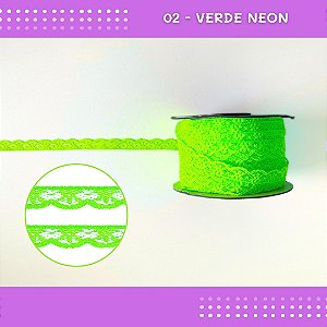 Renda De Poliamida R001 - 09mm - Rolo C/ 50 Mts Cor:Verde-Neon-02