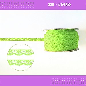 Renda De Poliamida R001 - 09mm - Rolo C/ 50 Mts Cor:Verde-Limao-225