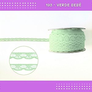 Renda De Poliamida R001 - 09mm - Rolo C/ 50 Mts Cor:Verde-Bebe-193