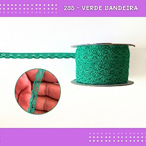 Renda De Poliamida R001 - 09mm - Rolo C/ 50 Mts Cor:Verde-Bandeira-235