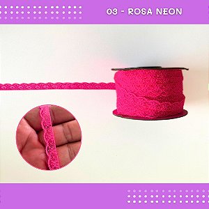 Renda De Poliamida R001 - 09mm - Rolo C/ 50 Mts Cor:Rosa-Neon-03