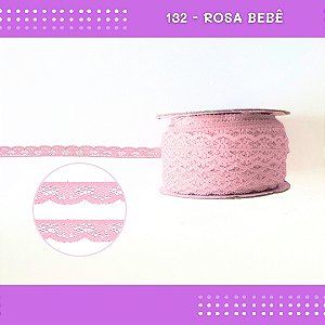 Renda De Poliamida R001 - 09mm - Rolo C/ 50 Mts Cor:Rosa-Bebe-132