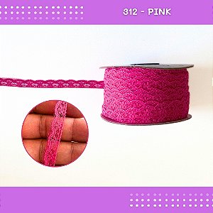 Renda De Poliamida R001 - 09mm - Rolo C/ 50 Mts Cor:Pink-312