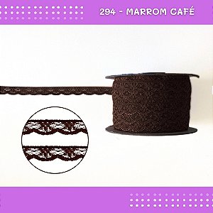 Renda De Poliamida R001 - 09mm - Rolo C/ 50 Mts Cor:Marrom-Cafe-294
