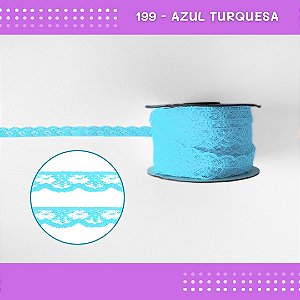 Renda De Poliamida R001 - 09mm - Rolo C/ 50 Mts Cor:Azul-Turquesa-199