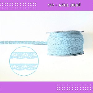 Renda De Poliamida R001 - 09mm - Rolo C/ 50 Mts Cor:Azul-Bebe-177