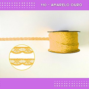 Renda De Poliamida R001 - 09mm - Rolo C/ 50 Mts Cor:Amarelo-Ouro-110
