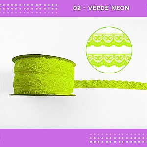 Renda De Poliamida R002 - 20mm - Rolo C/ 50 Mts Cor:Verde-Neon-02