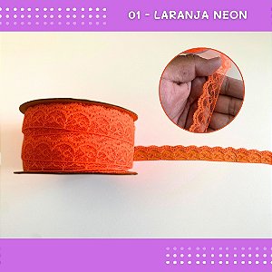Renda De Poliamida R002 - 20mm - Rolo C/ 50 Mts Cor:Laranja-Neon-01