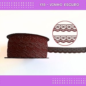 Renda De Poliamida R002 - 20mm - Rolo C/ 50 Mts Cor:Vinho-Escuro-173