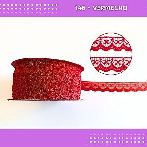 Renda De Poliamida R002 - 20mm - Rolo C/ 50 Mts Cor:Vermelho-145