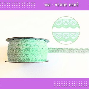 Renda De Poliamida R002 - 20mm - Rolo C/ 50 Mts Cor:Verde-Bebe-193