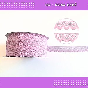 Renda De Poliamida R002 - 20mm - Rolo C/ 50 Mts Cor:Rosa-Bebe-132