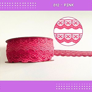 Renda De Poliamida R002 - 20mm - Rolo C/ 50 Mts Cor:Pink-312