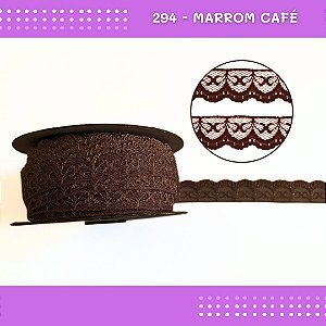 Renda De Poliamida R002 - 20mm - Rolo C/ 50 Mts Cor:Marrom-Cafe-294