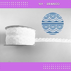 Renda De Poliamida R002 - 20mm - Rolo C/ 50 Mts Cor:Branco-101