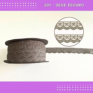 Renda De Poliamida R002 - 20mm - Rolo C/ 50 Mts Cor:Bege-Escuro-298