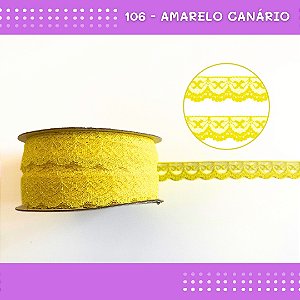 Renda De Poliamida R002 - 20mm - Rolo C/ 50 Mts Cor:Amarelo-Canario-106