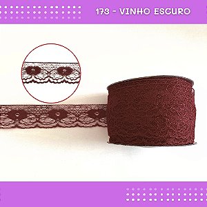 Renda De Poliamida R003 - 40mm - Rolo C/ 50 Mts Cor:Vinho-173