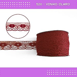 Renda De Poliamida R003 - 40mm - Rolo C/ 50 Mts Cor:Vinho-Claro-520
