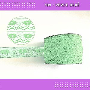 Renda De Poliamida R003 - 40mm - Rolo C/ 50 Mts Cor:Verde-Bebe-193