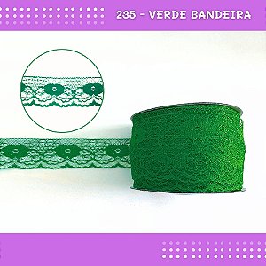 Renda De Poliamida R003 - 40mm - Rolo C/ 50 Mts Cor:Verde-Bandeira-235