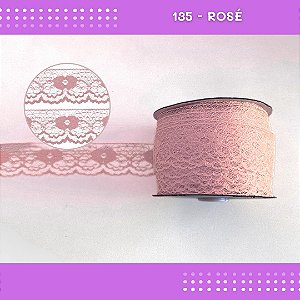 Renda De Poliamida R003 - 40mm - Rolo C/ 50 Mts Cor:Rose-135