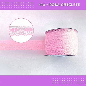 Renda De Poliamida R003 - 40mm - Rolo C/ 50 Mts Cor:Rosa-Chiclete-140