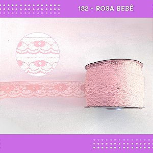 Renda De Poliamida R003 - 40mm - Rolo C/ 50 Mts Cor:Rosa-Bebe-132