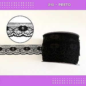 Renda De Poliamida R003 - 40mm - Rolo C/ 50 Mts Cor:Preto-310