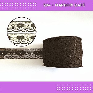 Renda De Poliamida R003 - 40mm - Rolo C/ 50 Mts Cor:Marrom-Cafe-294