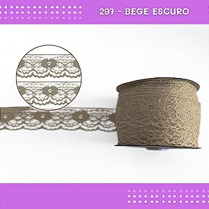 Renda De Poliamida R003 - 40mm - Rolo C/ 50 Mts Cor:Bege-Escuro-298